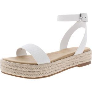 INC Womens Valetta White Wedge Platform Ankle Strap Espadrilles Shoes NWT